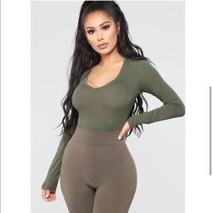 Fashion Nova V-Neck Long Sleeve T-Shirt